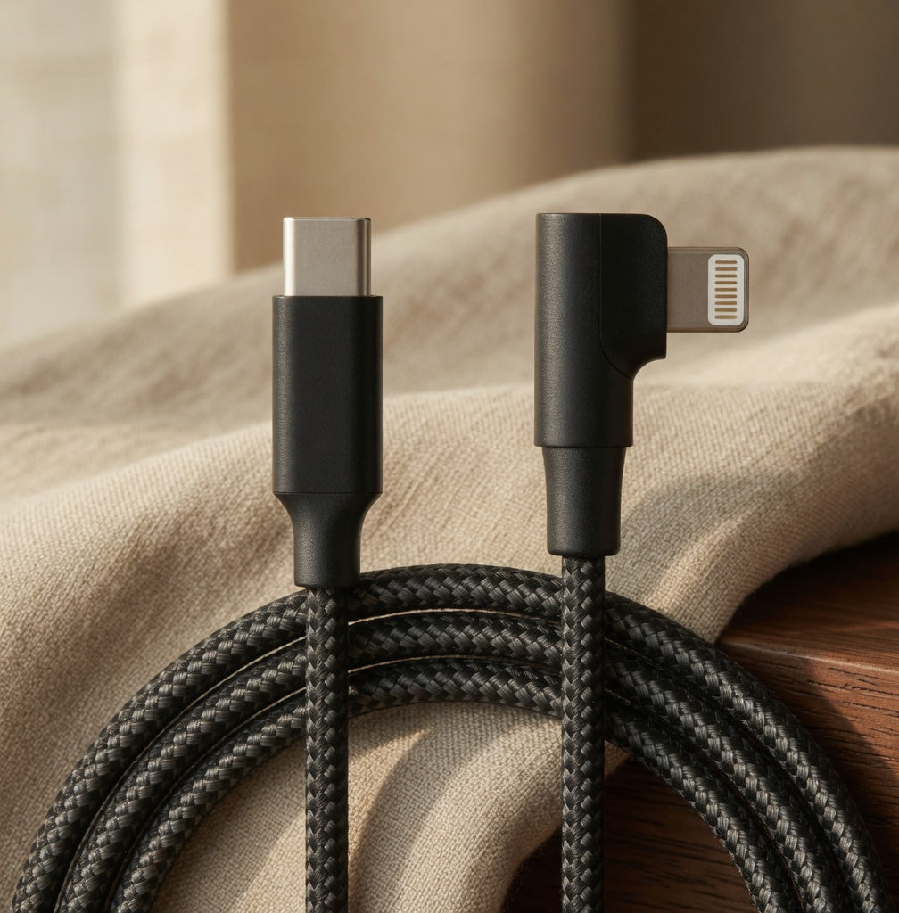 90 Degree Right Angle USB-C to USB-C Cable 60W PD Fast Charging Braided for iPhone 16/15