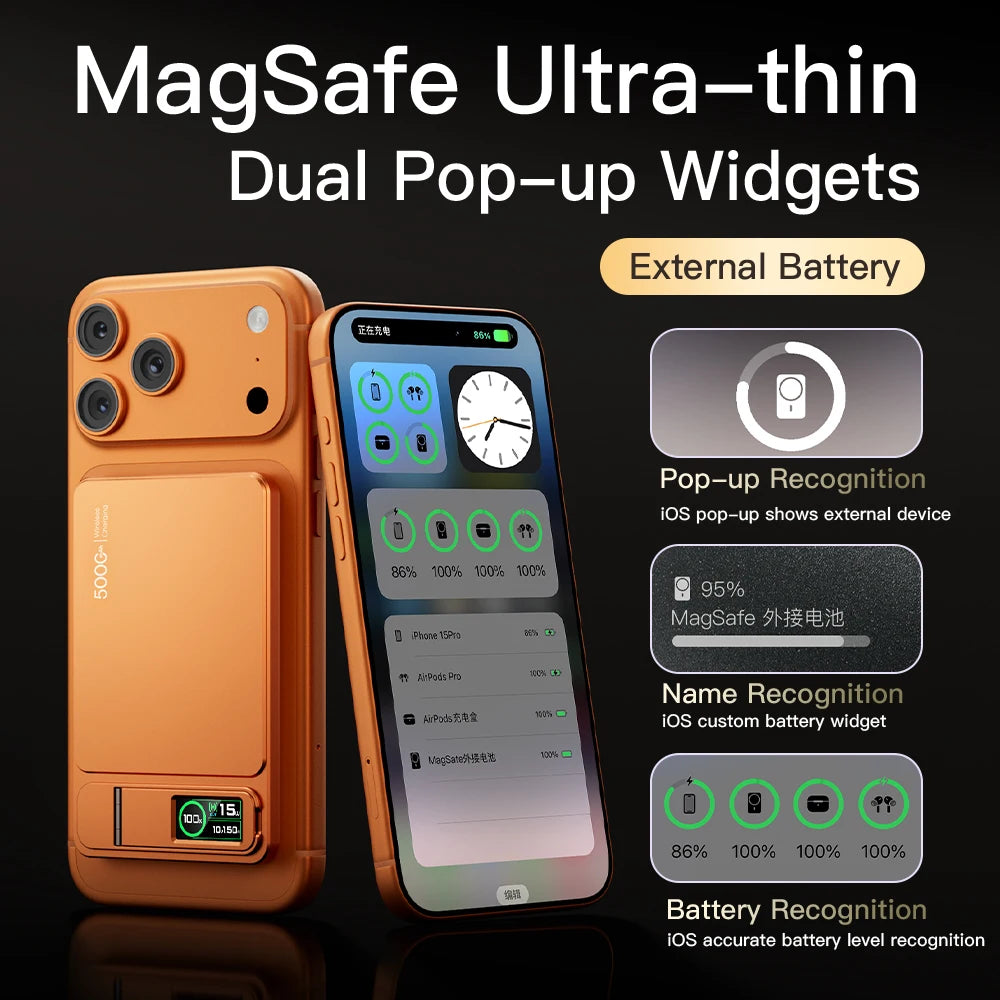 MagSafe Magnetic Wireless Power Bank 10000mAh - 20W Fast Charging Slim Portable Battery for iPhone 12-16