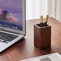 Premium Black Walnut Wood Desk Organizer - Minimalist Pen Holder & Multifunctional Storage Box for Home & Office