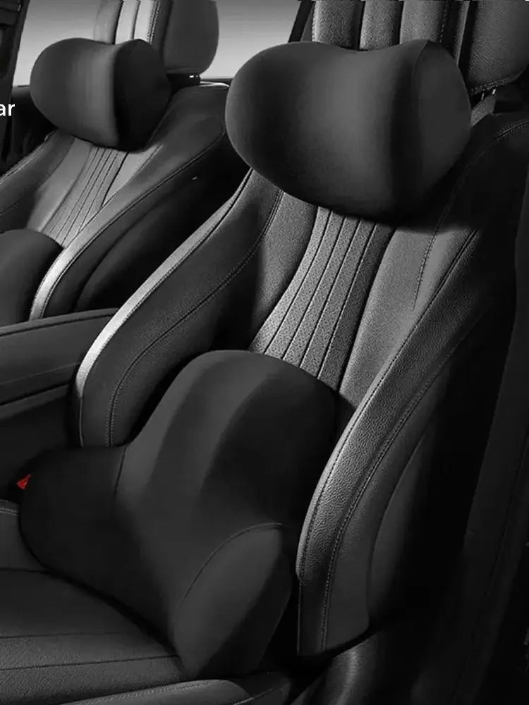 Memory Foam Car Neck Pillow with Lumbar Support - Breathable Headrest Cushion for Truckers & Long Drives
