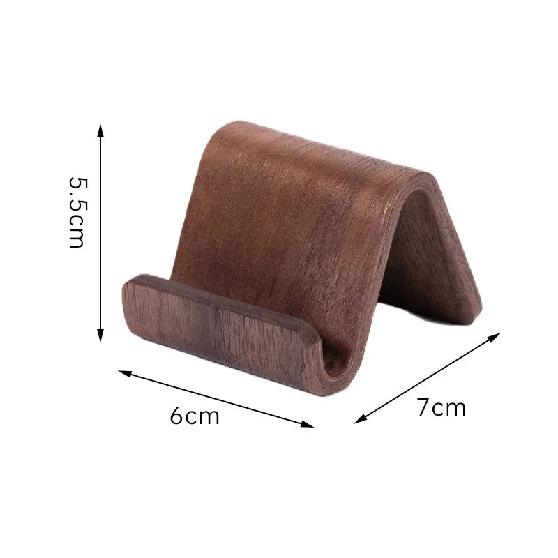 Premium Black Walnut Wood Phone Stand & Business Card Holder - Minimalist Solid Wood Desk Organizer for Home & Office